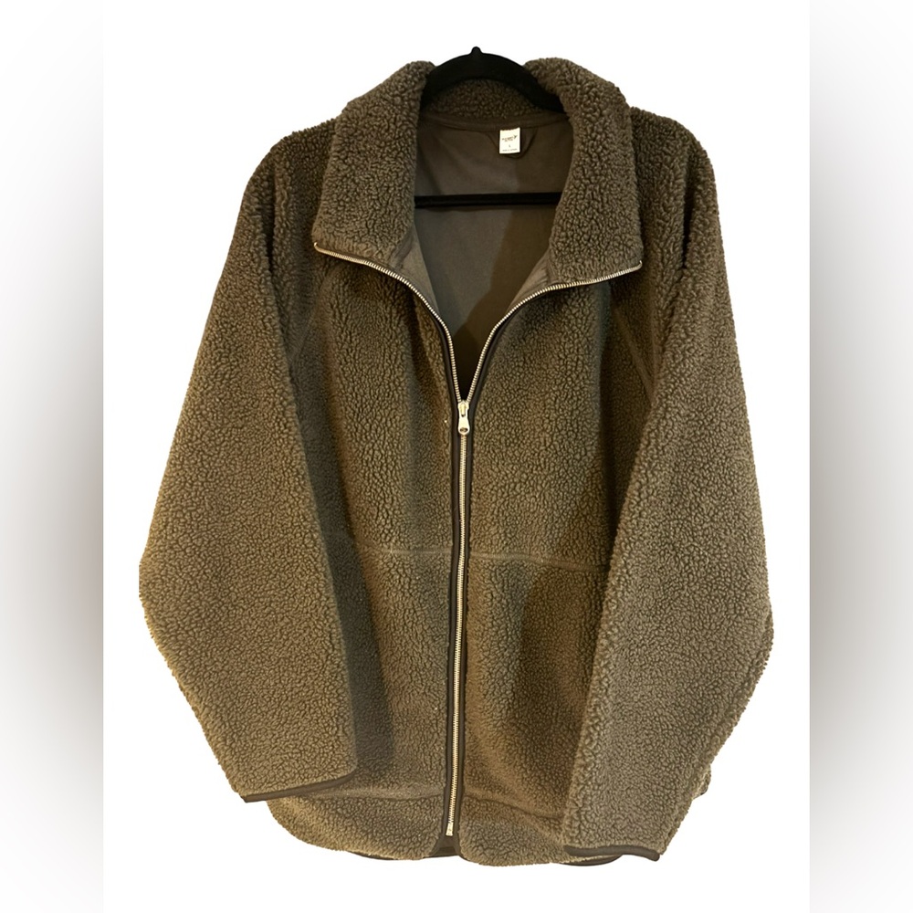 Old Navy Size Large Army Green Fleece Zip-up Jacket